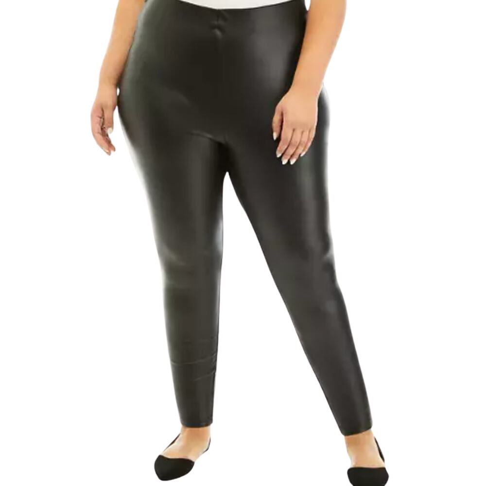 Wonderly NWT Plus Size Vegan Leather Pants True Black Ankle Length Sz 3X